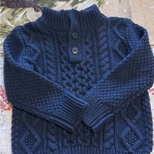 BabyGAP Boys Navy Cable Knit Button Up Sweater Size 4 NWR